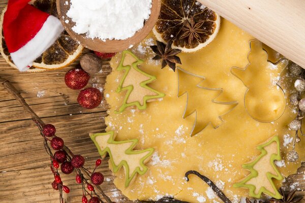 Christmas cookies with spices and powdered sugar