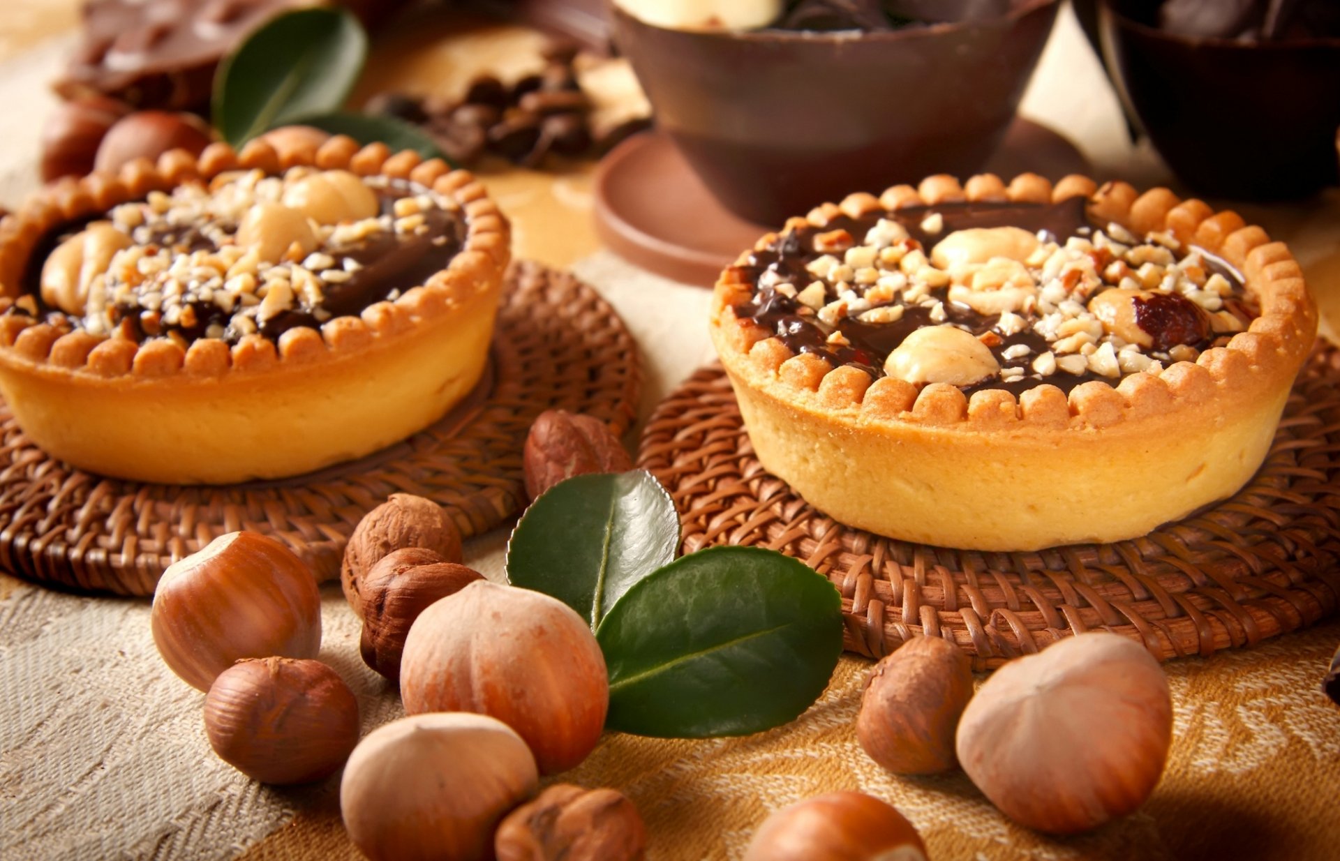 tartlets chocolate nuts forest cakes dessert sweet