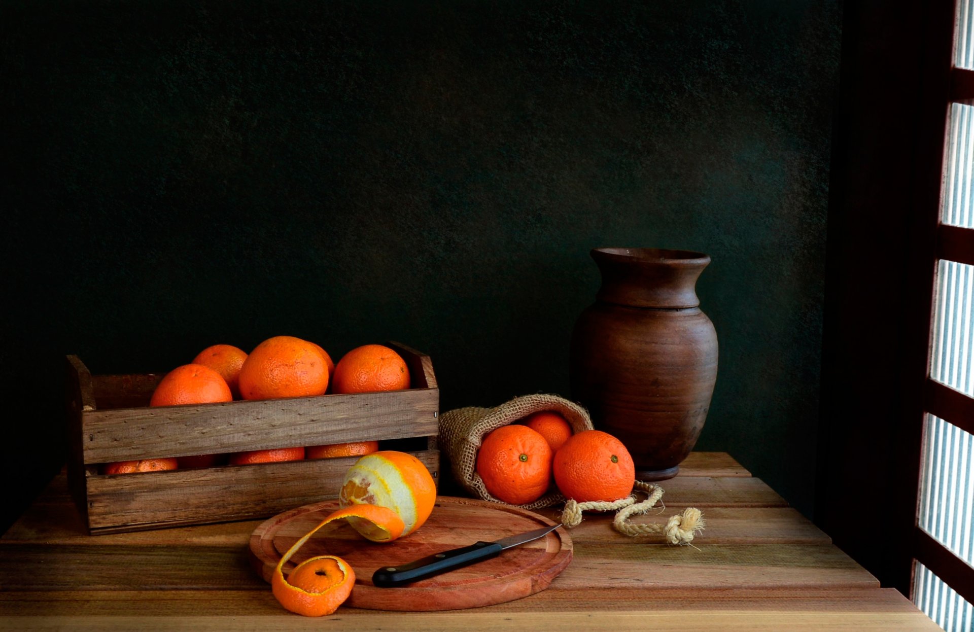 oranges vitamines peau couteau pichet nourriture saine