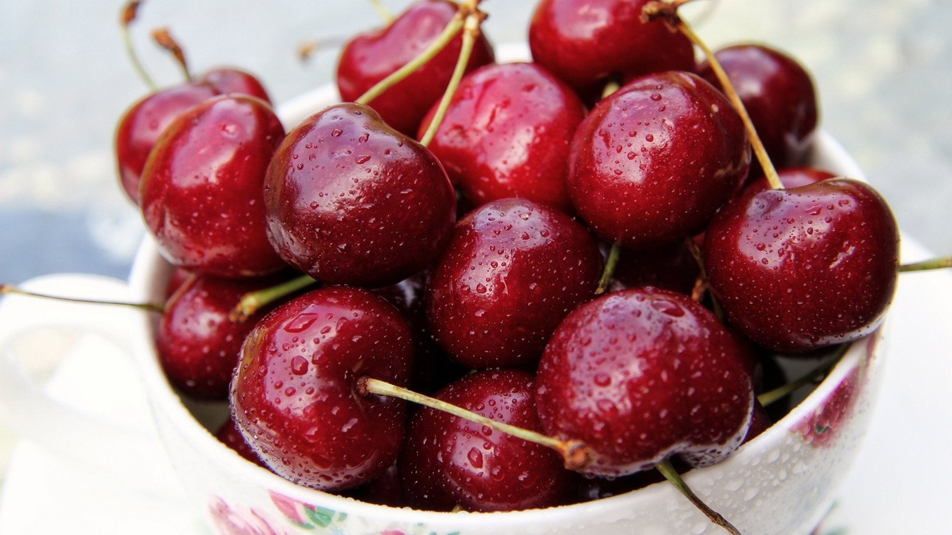 bayas cerezas vitaminas delicioso. gotas taza