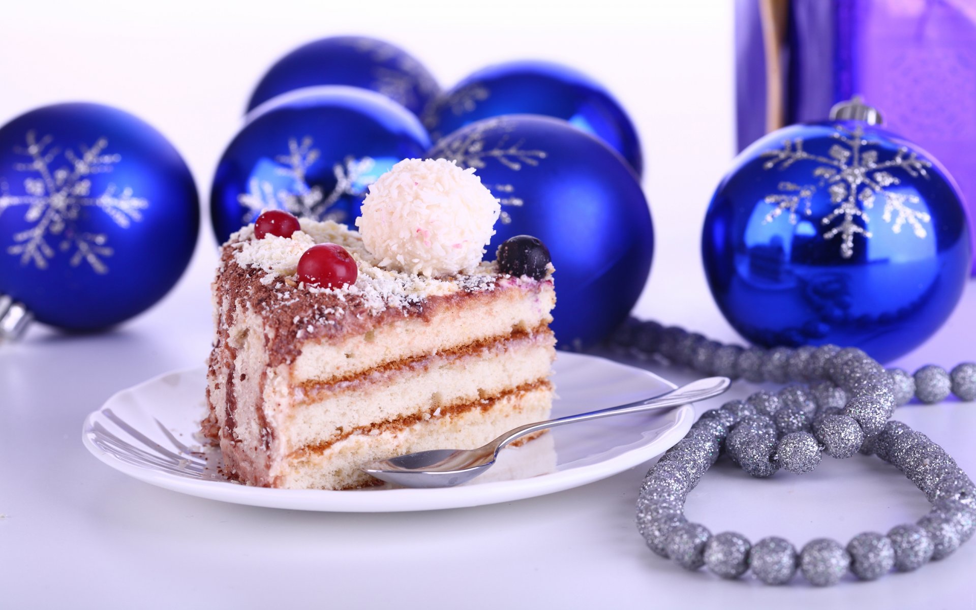 dessert torta dolcetto decorazioni natalizie blu palloncini vacanza nuovo anno