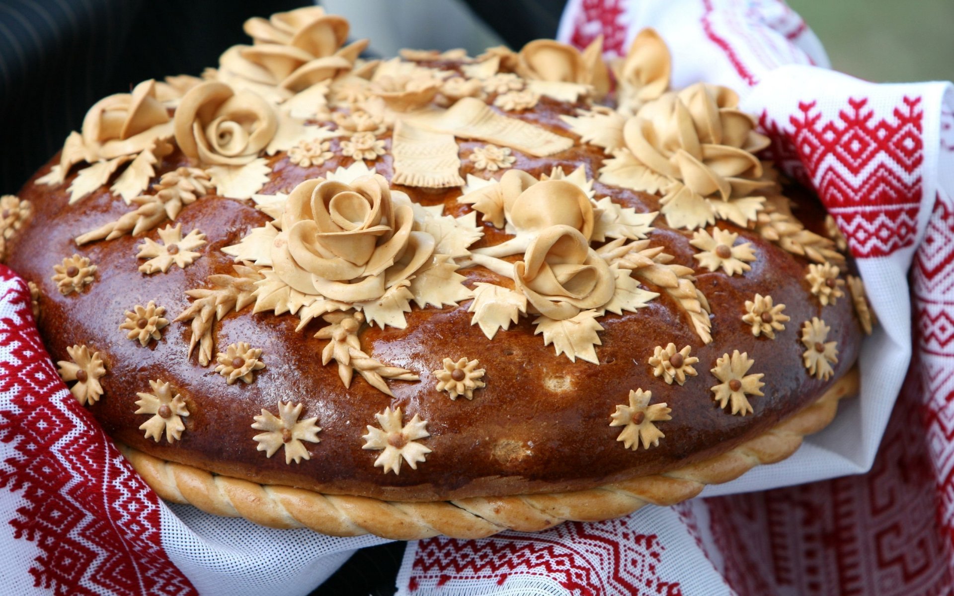 ucraina pagnotta pane rushnik modello fiori vacanza riunione degli ospiti