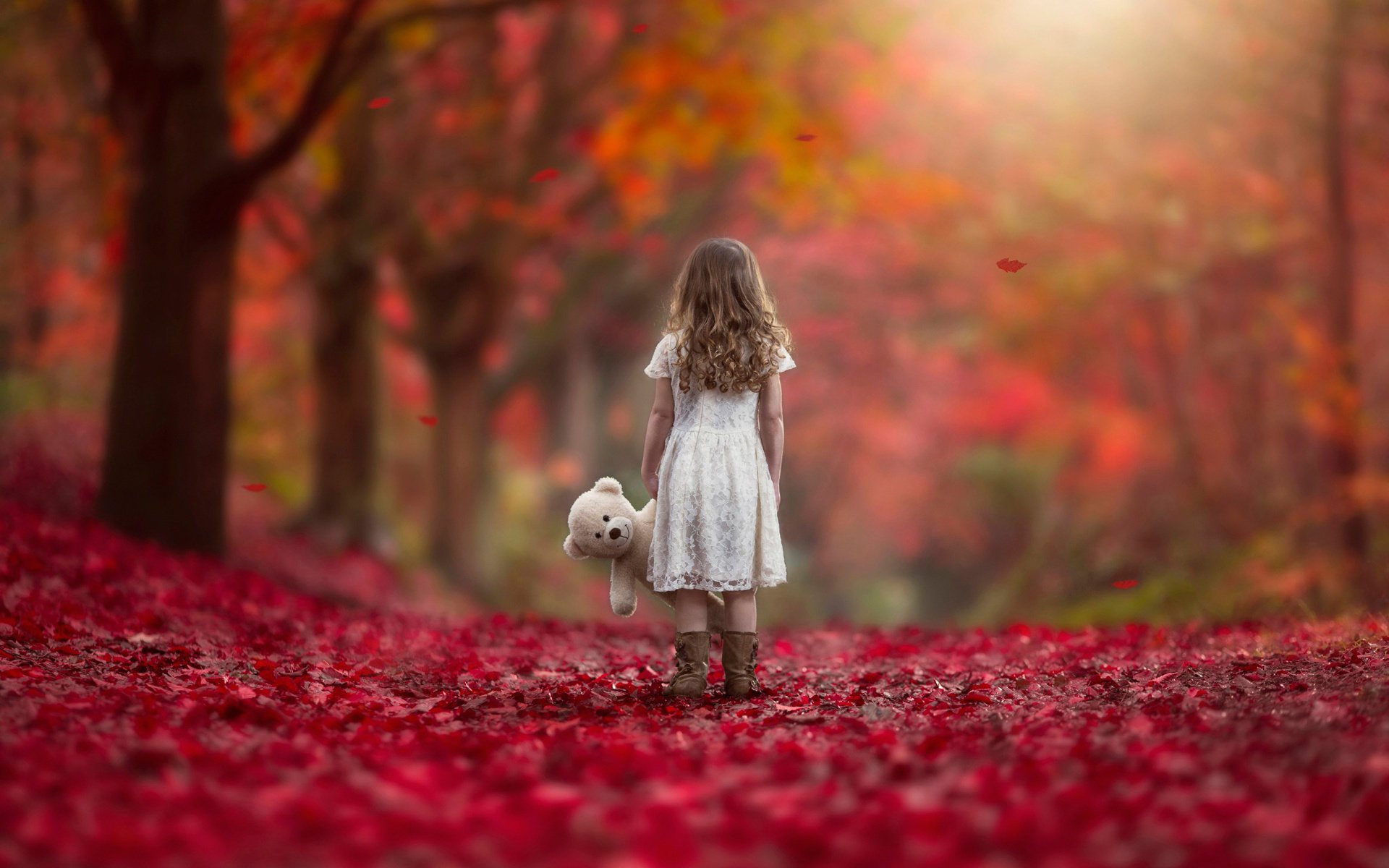 enfant fille automne photo positif