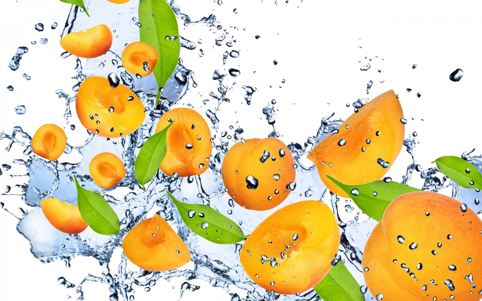 albaricoque naranja agua gotas spray fruta salpicaduras frescura