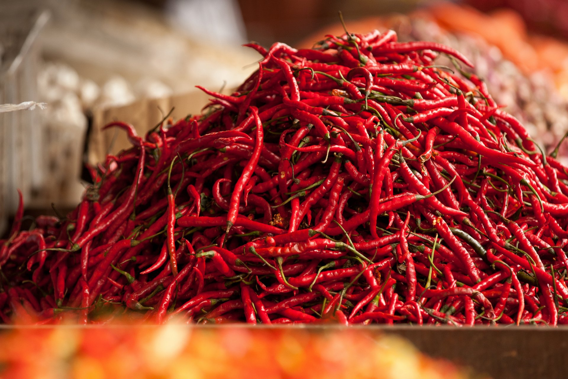 pepper chile red many market malaysia bazaar vegetable