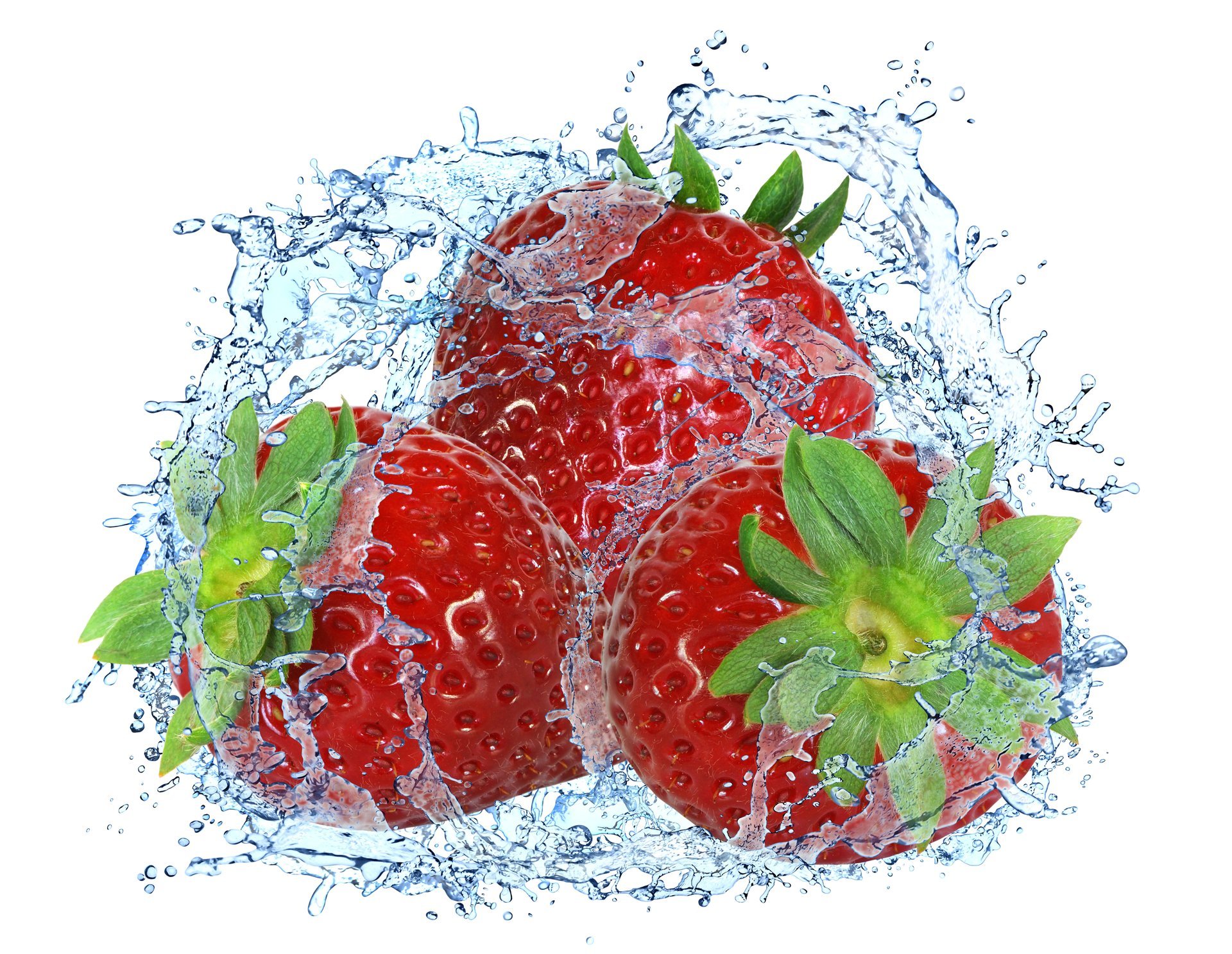 trawberry splash water drops fresh berries spray