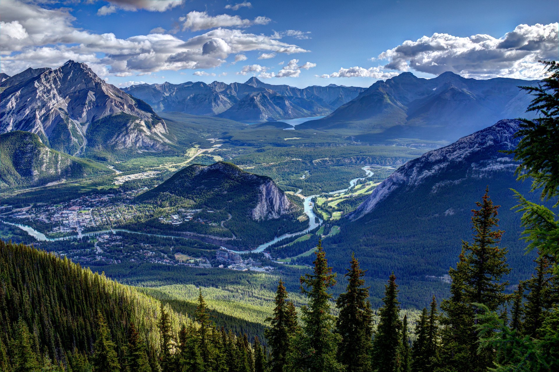 banff paysage canada parc montagnes hdr sapin nuages nature