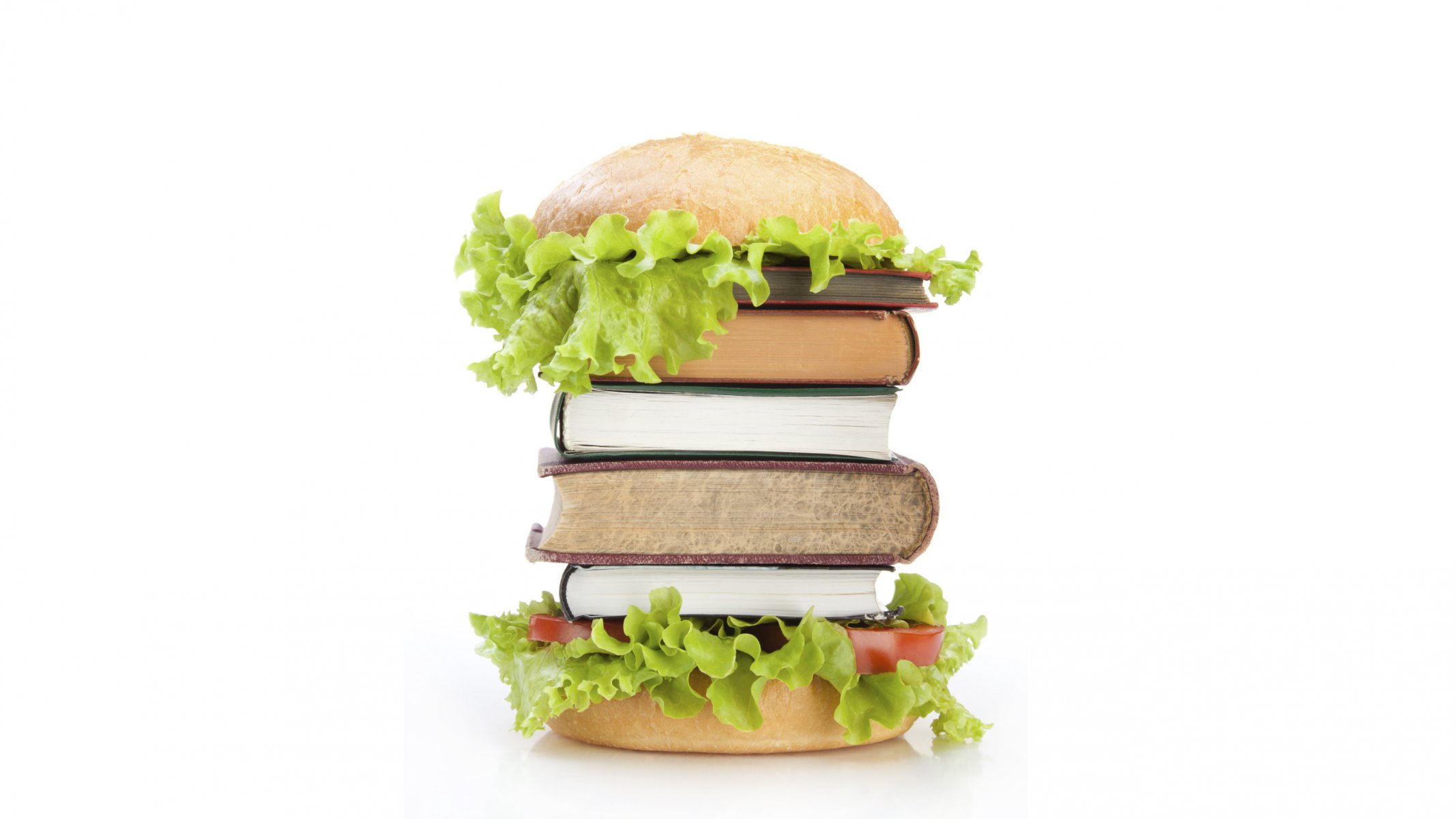 hamburger books salad roll food for thought