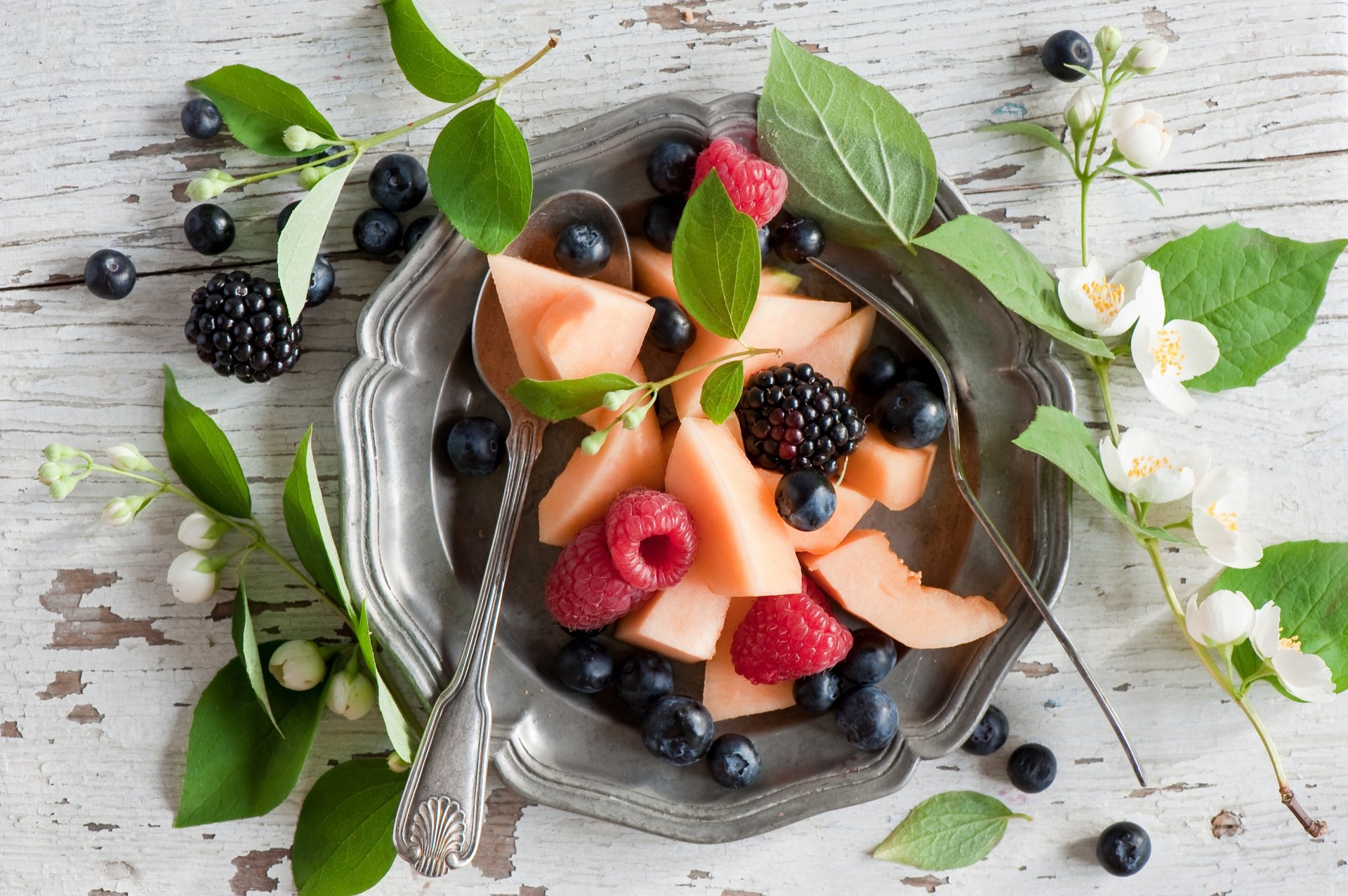 fruits blueberries blackberry melon raspberry dish food