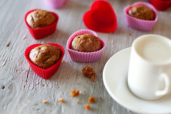 The most delicate chocolate muffins with a cup of coffee