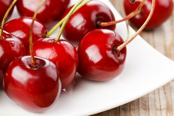 Festive plate of cherries and cherries