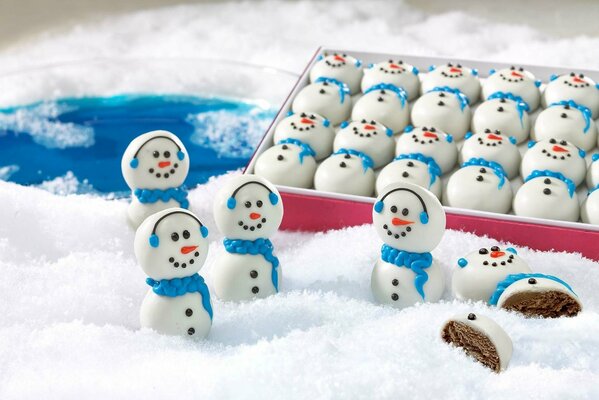 Dulces de Navidad con forma de muñeco de nieve