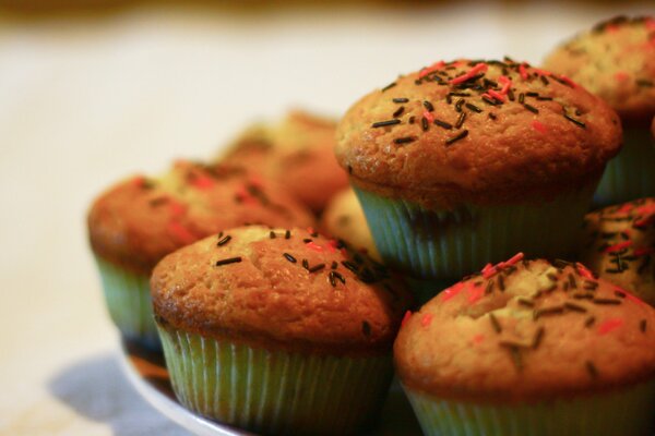 Delicious cupcakes with sprinkling