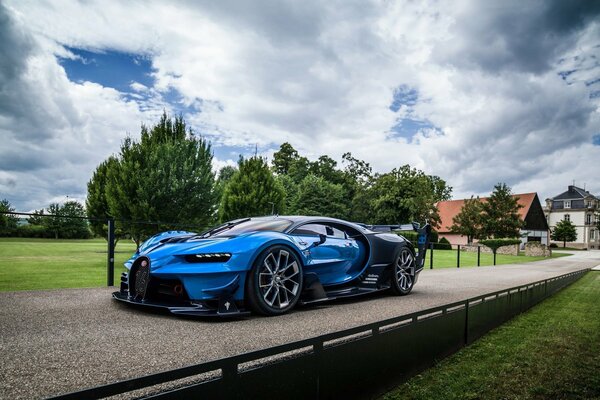 A bright sports car on the road