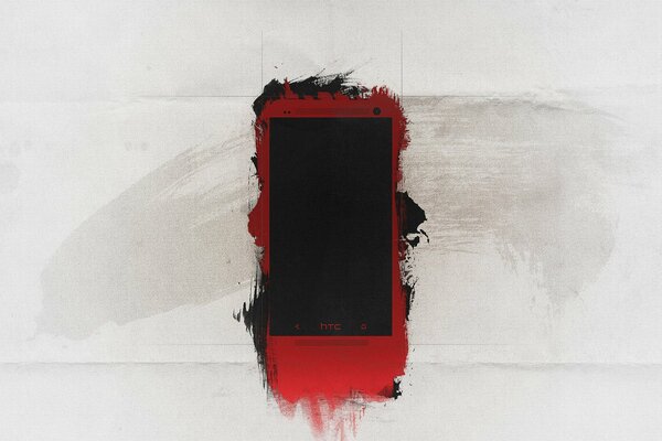 Red smartphone on a white sheet