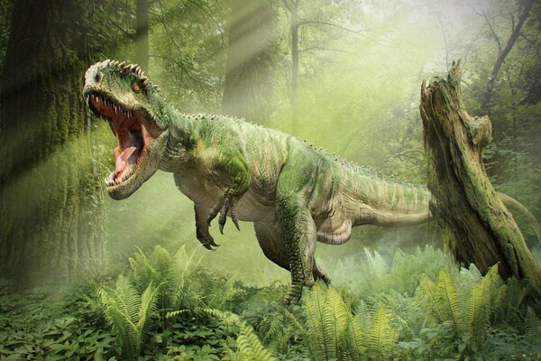 The Tyrannosaurus goes on the attack. Big Forest