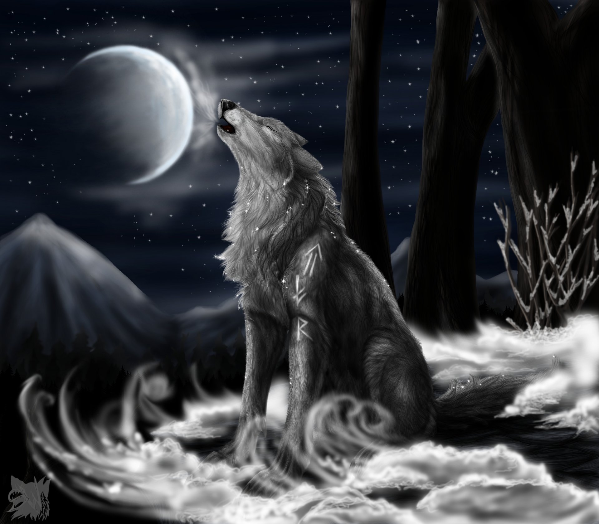 hurlement du nord loup lune nuit