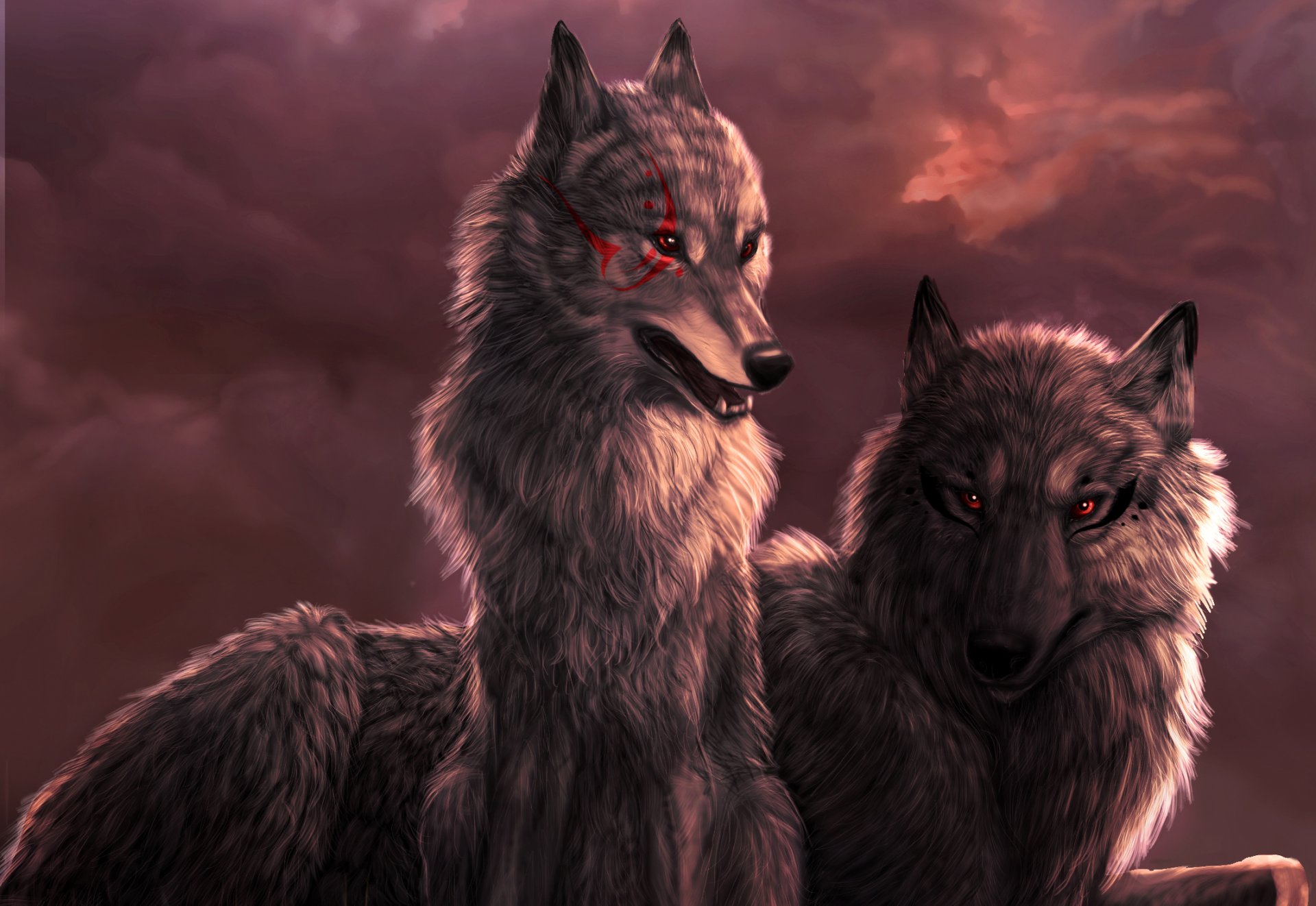 art dark_sheyn wolf the wolf sunset cloud