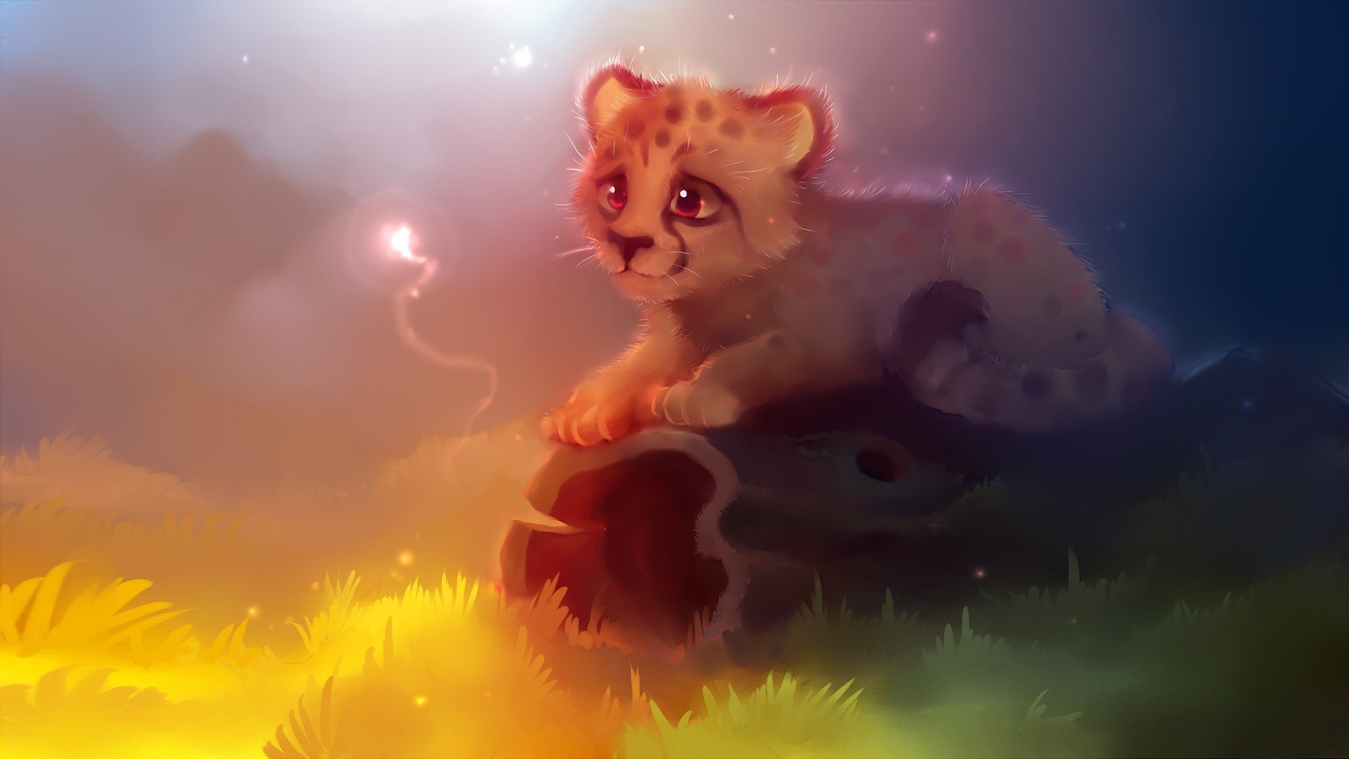 cheetah grass log light apofiss purple eyes magic