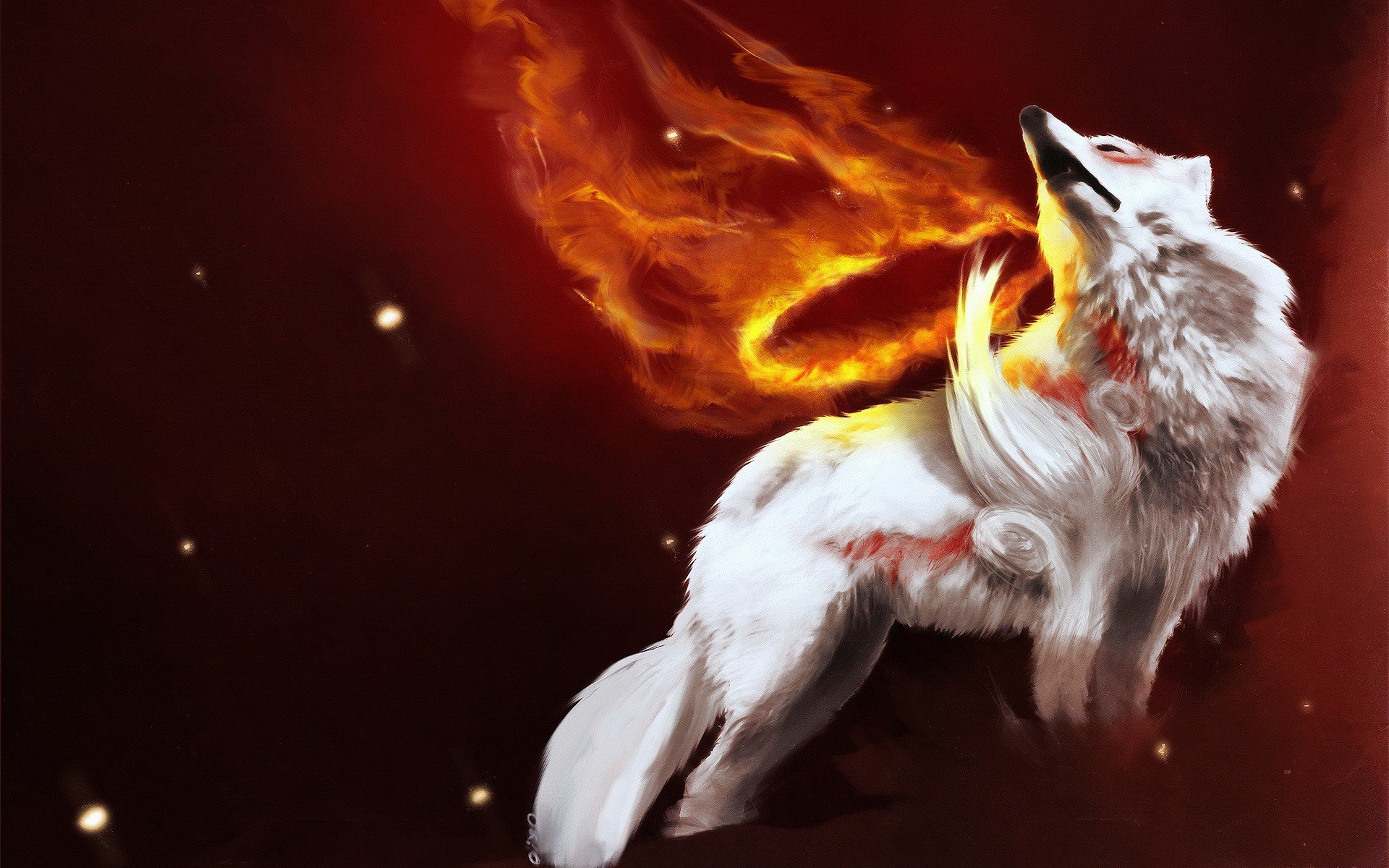 lobo fuego dibujo