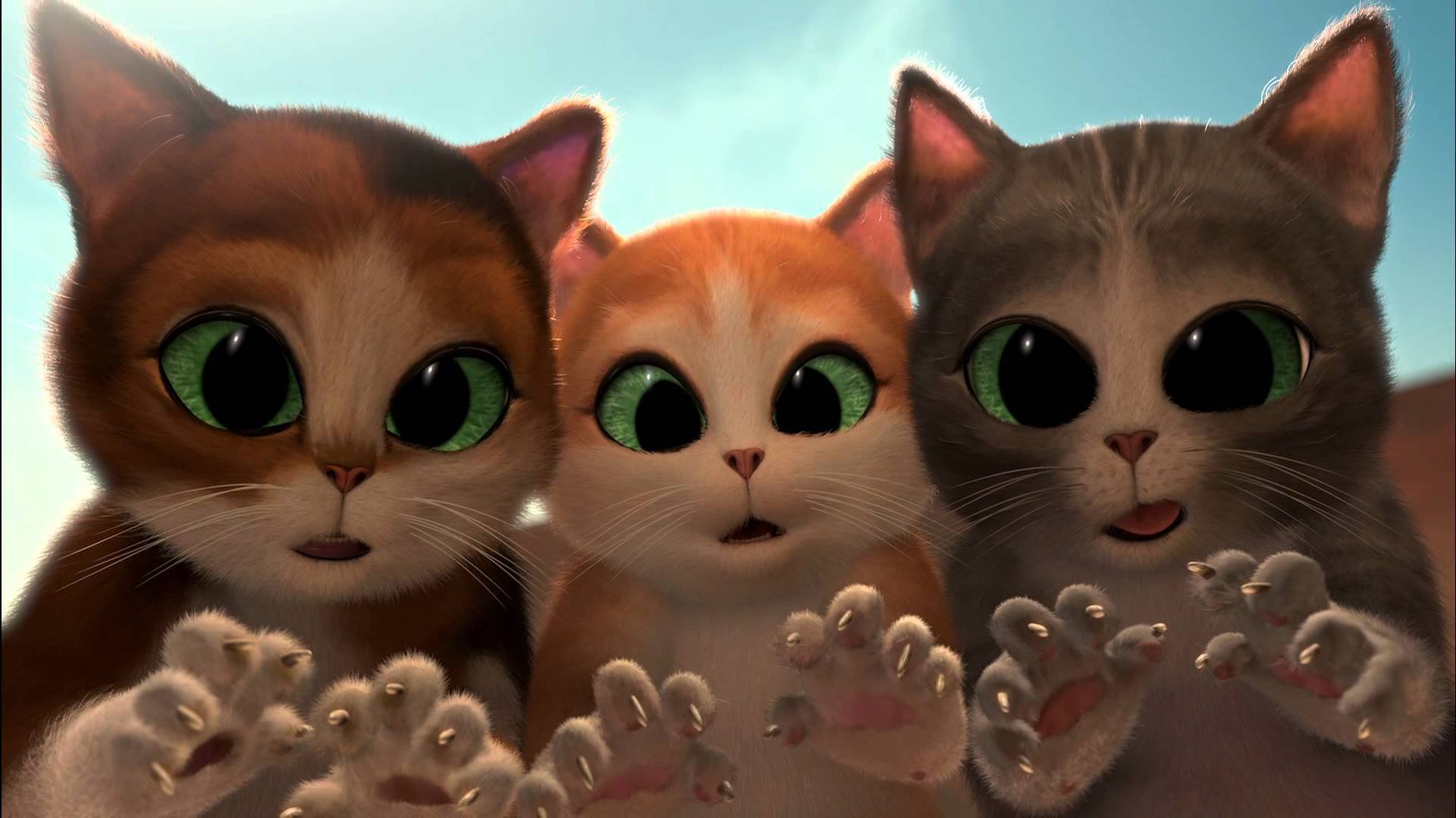 puss in boots: the three diablos puss in boots : the three imp tale cartoon short cats kittens horses claws green eyes surprised