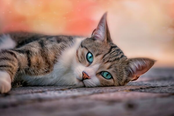 Gato doméstico con ojos azules