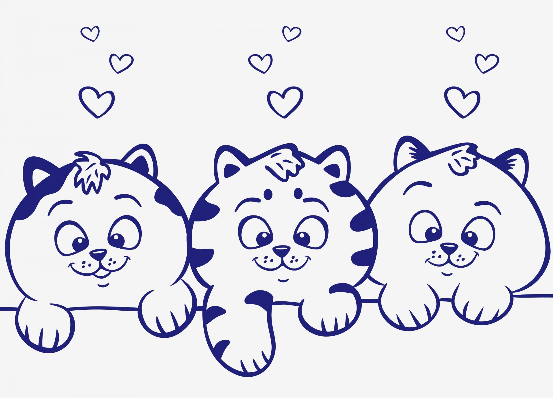 gatitos mirada animales vector corazones