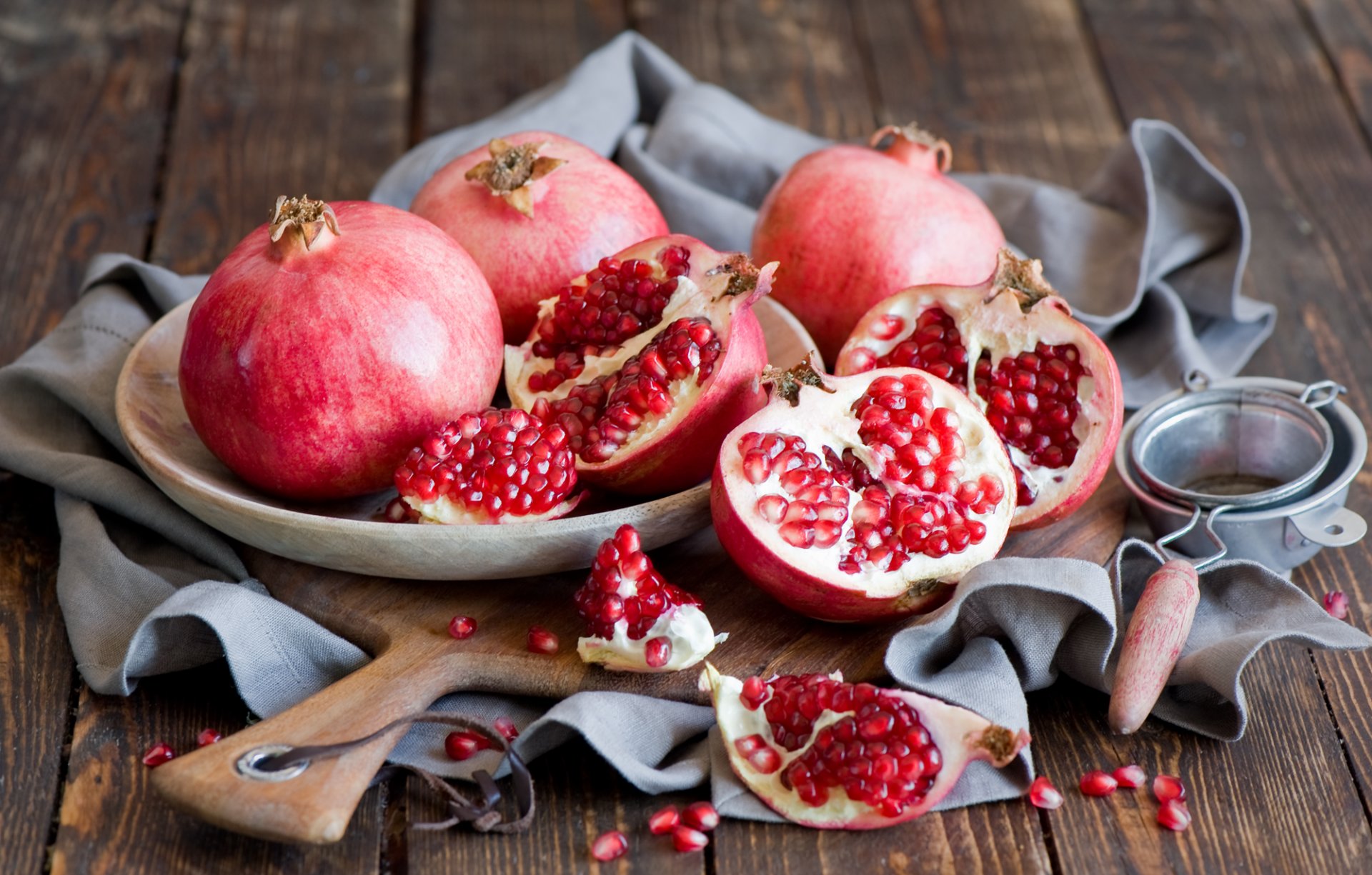 grenade fruits red grain tableware still life anna verdina