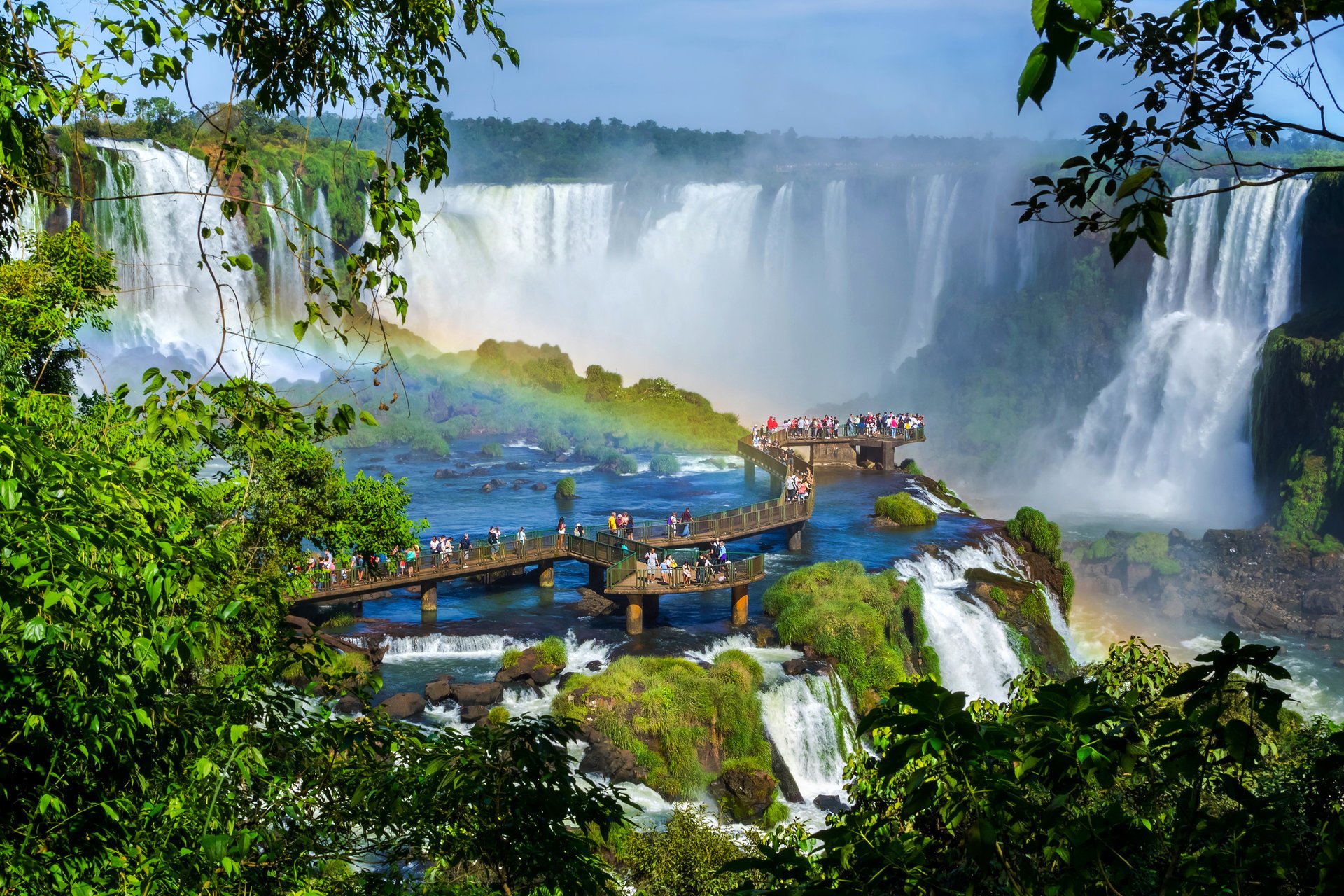 iguazu falls argentyna wodospad most tęcza natura