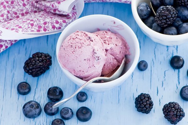 Berry ice cream. blackberry. blueberry. sweets