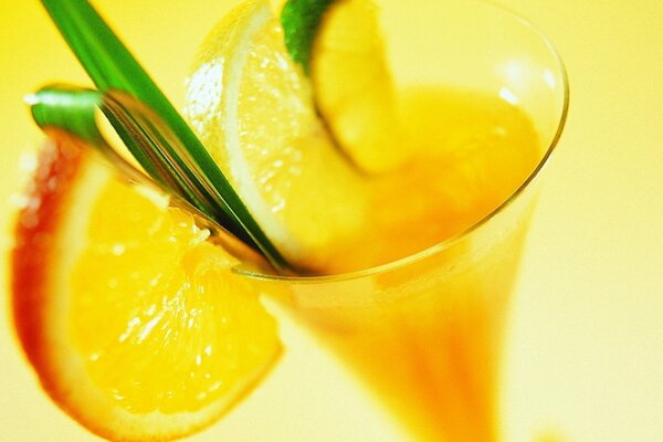 Citrus refreshing drink of bright sunny color