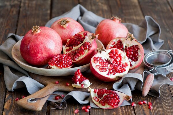 Incredibly beautiful still life made of red pomegranate