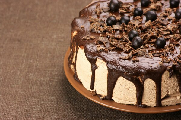 Delicious chocolate cake with souffle