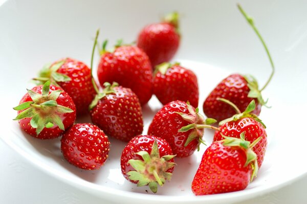 Fresas frescas y deliciosas en un plato