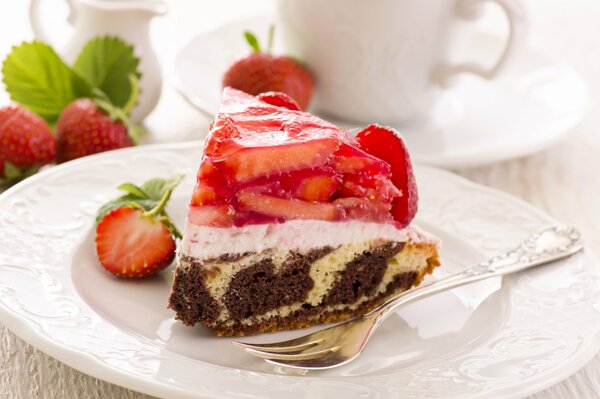 Bizcocho de cebra con fresas