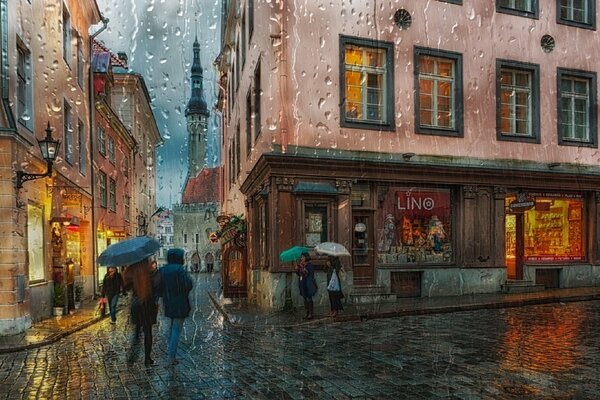 Painting by a famous artist - rainy evening