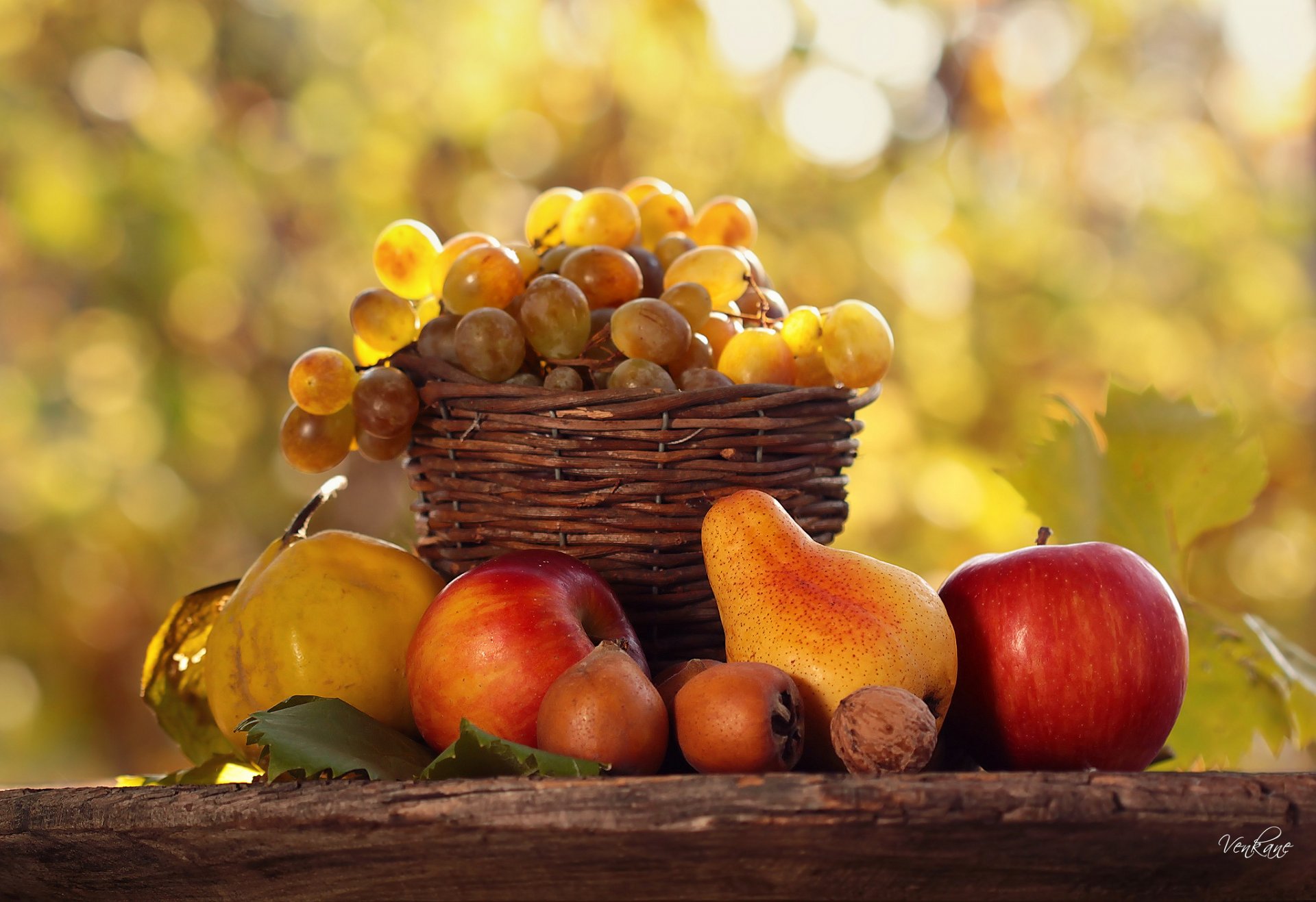 essen obst herbst geschenke natur korb tisch licht bokeh