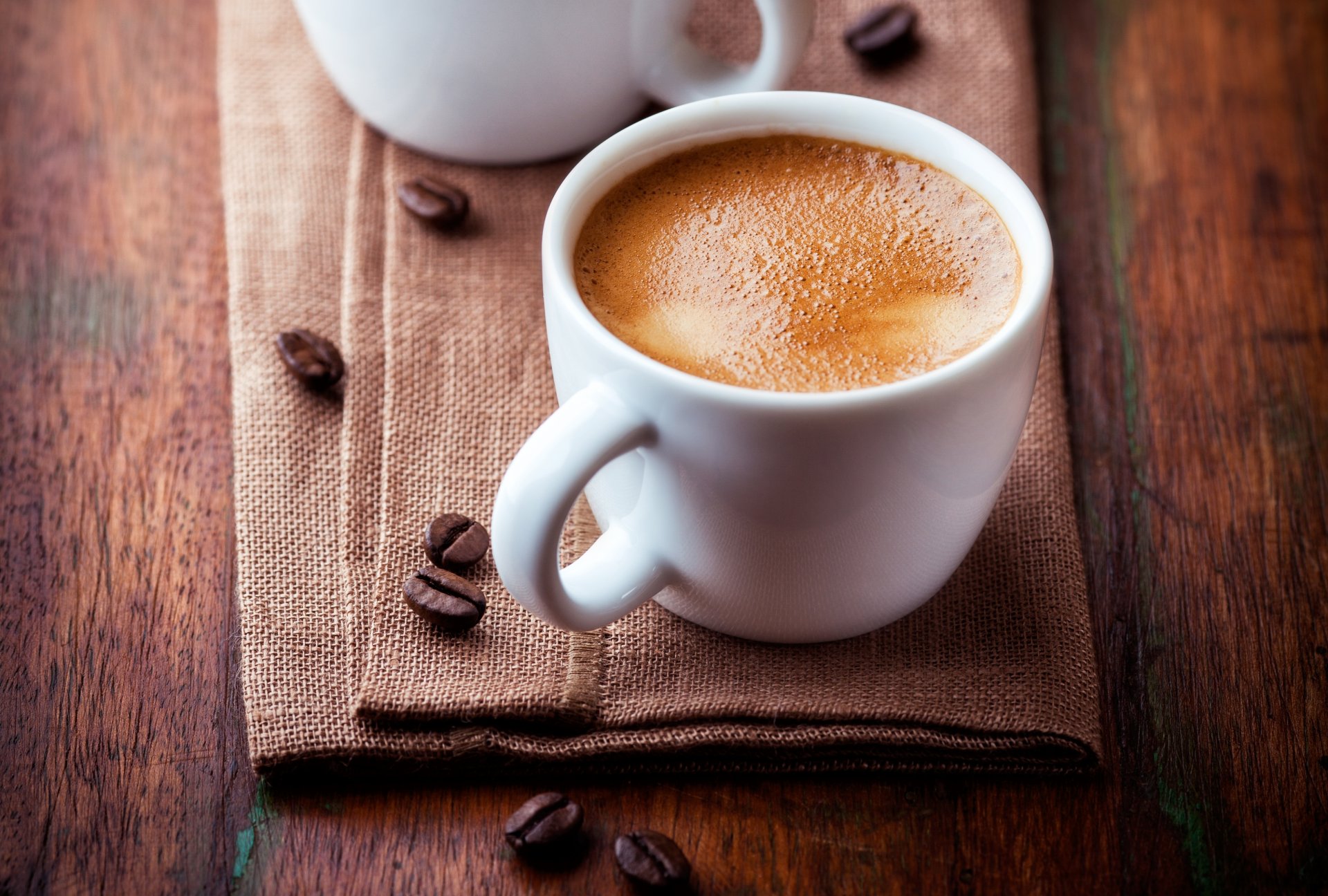 coffee foam cups white table grain