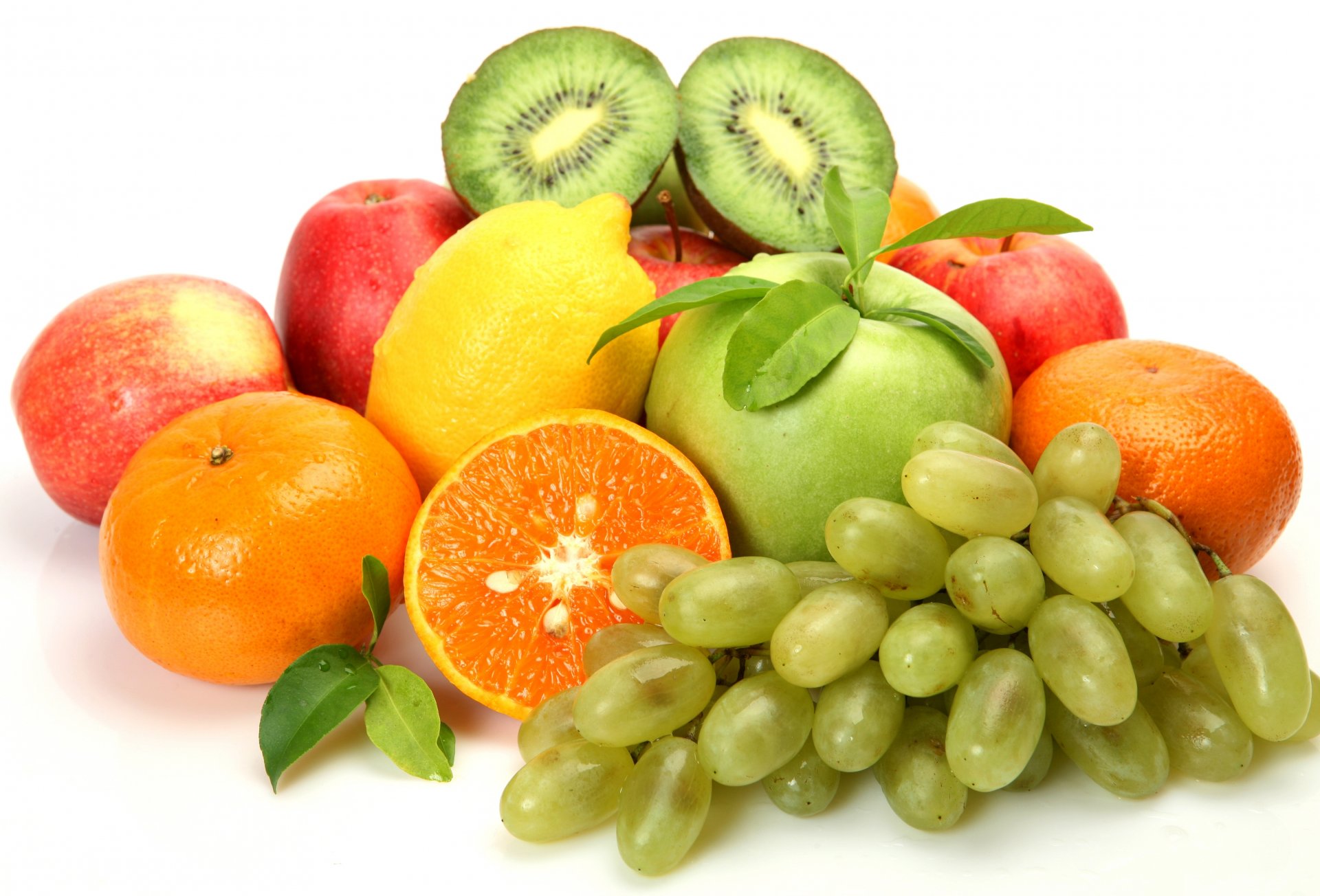 fruits apples kiwi berries grapes citrus mandarins lemon