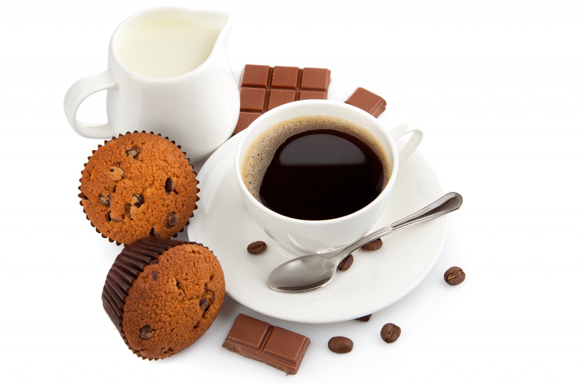 caffè tazza cucchiaio cereali muffin cioccolato latte dessert dolci cottura colazione