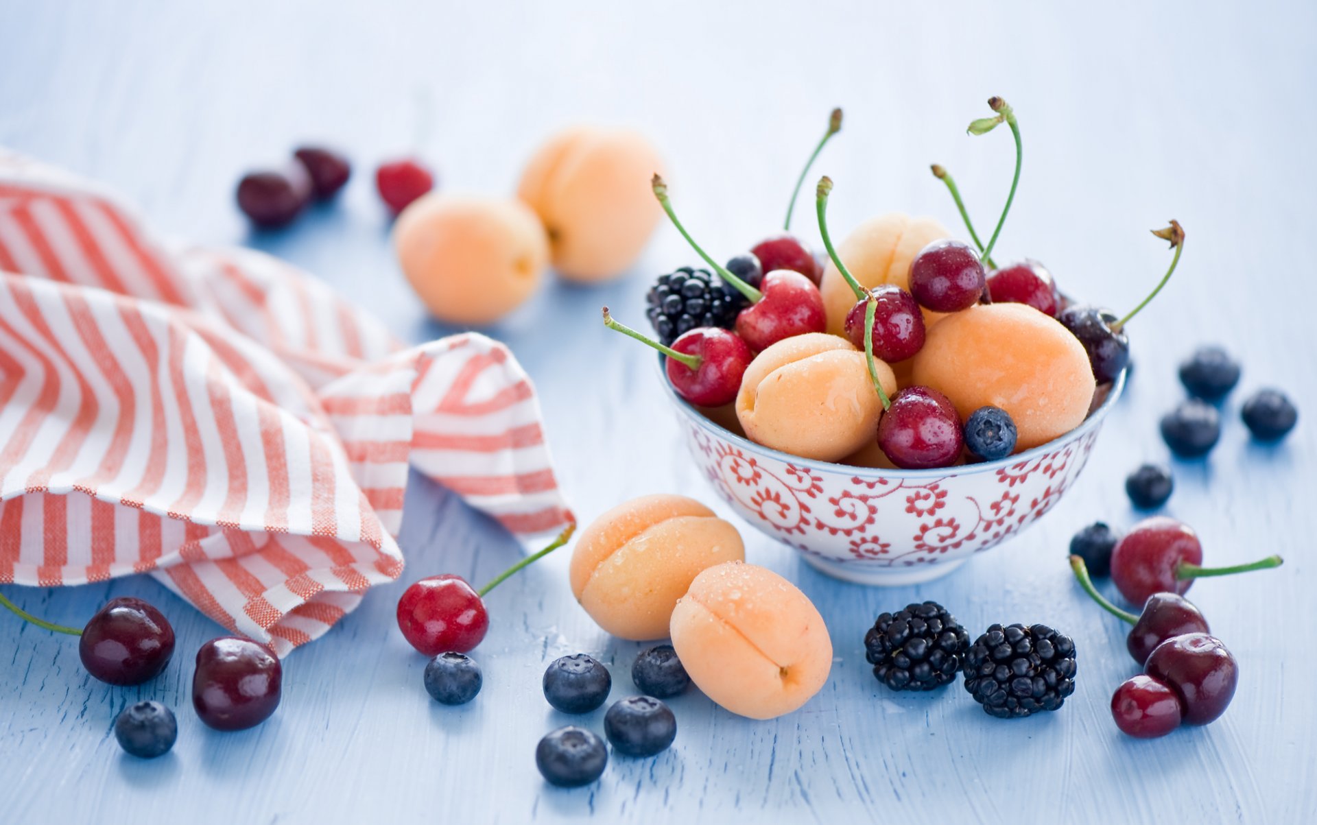 apricots cherries cherries blueberries blackberries still life summer fruits berries anna verdina