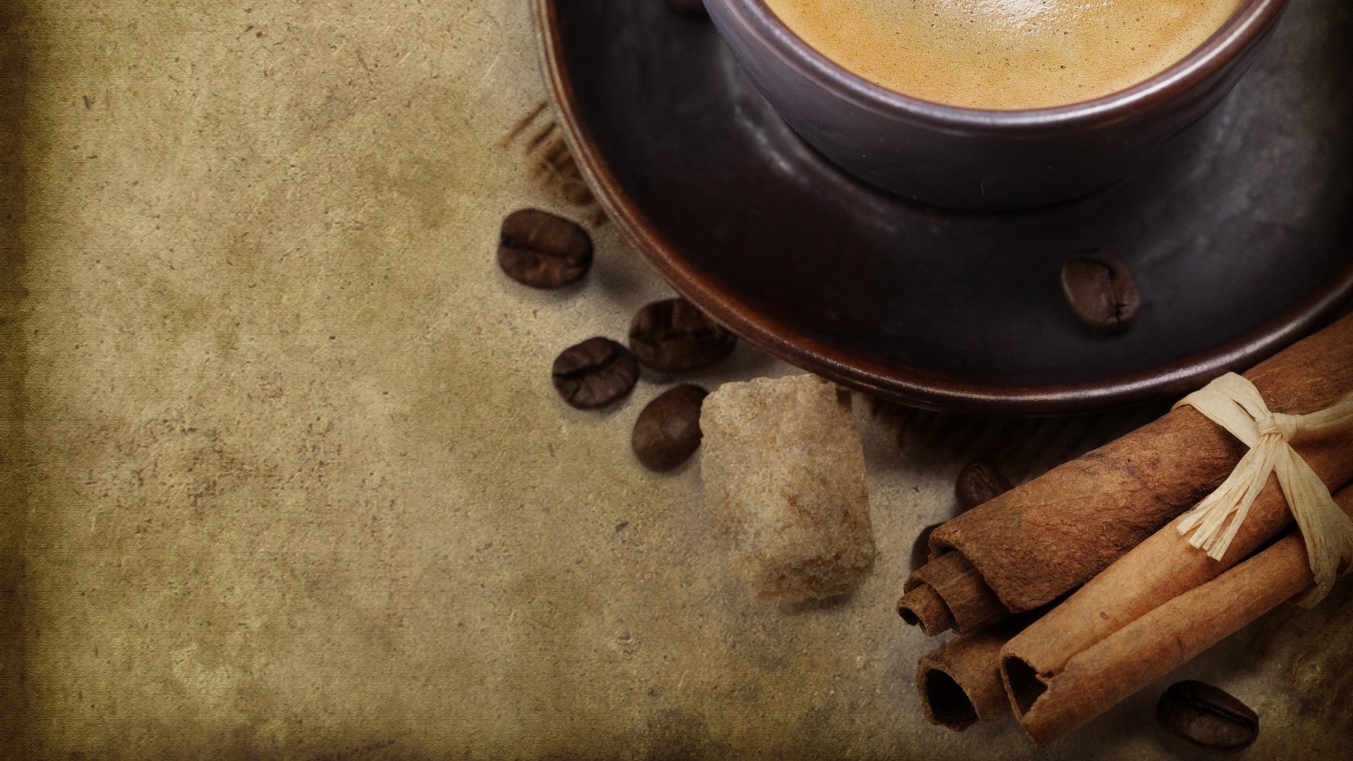 café taza taza platillo grano canela azúcar fondo