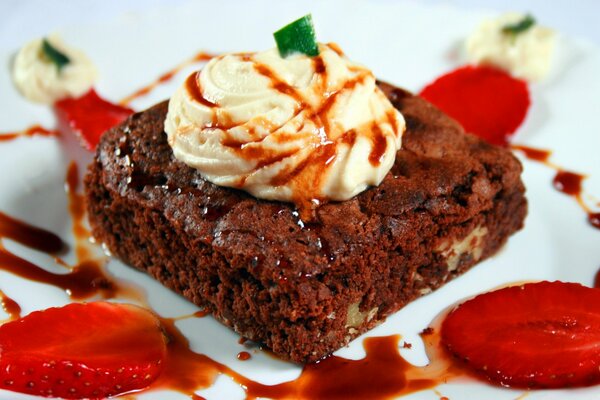 Cake with nuts and chocolate sponge cake