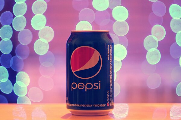 Bernd Pepsi advertisement on the background of lights and garlands