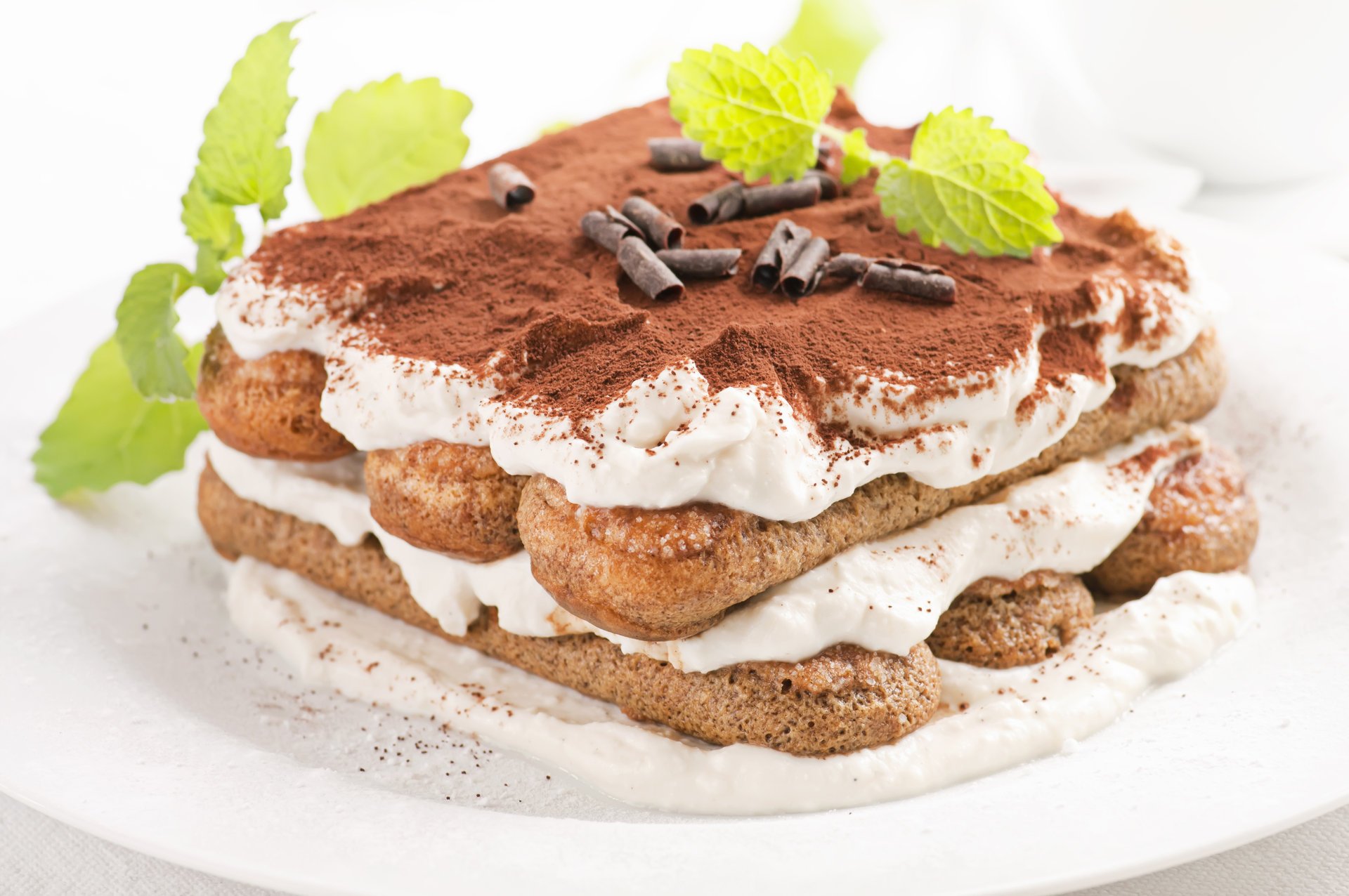 dessert cake tiramisu cream mint