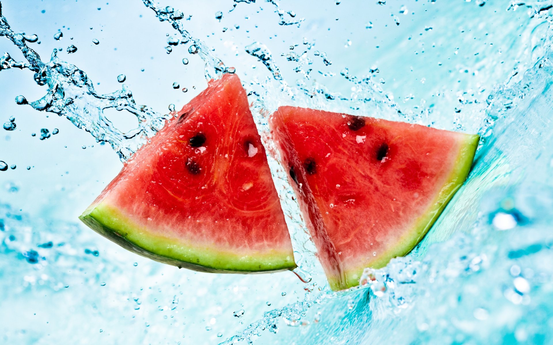 wassermelone scheiben wasser spritzer sommer