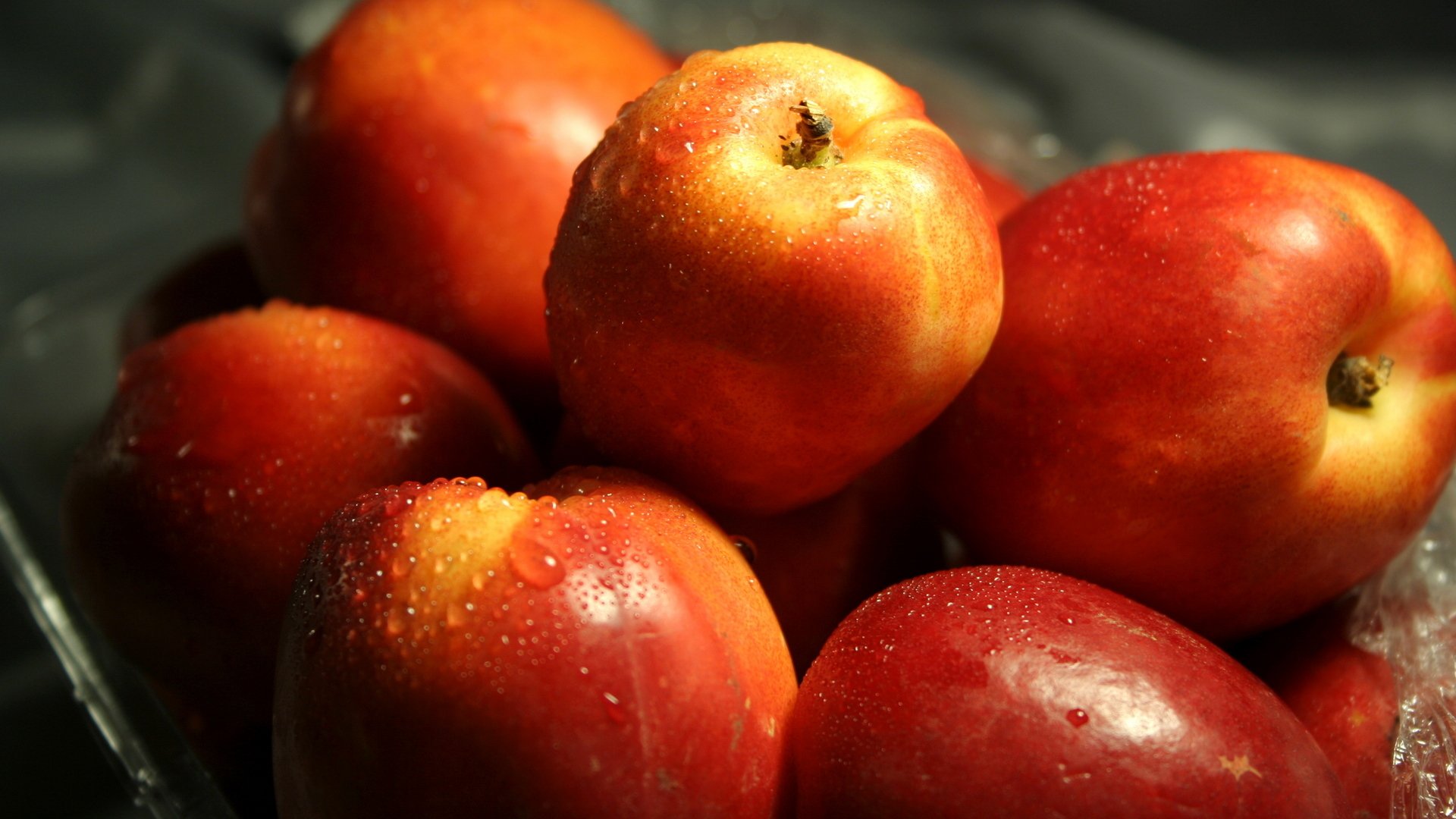 alimentos frutas delicioso útil manzanas rojo gotas agua macro