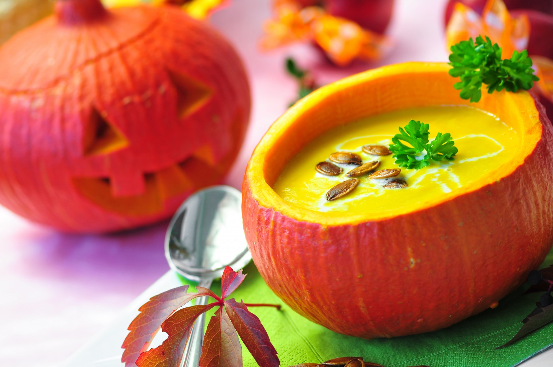 soupe citrouille persil graines vacances halloween