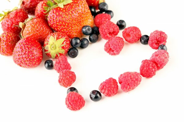 Heart-shaped berries on a white background