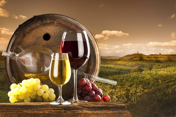 Grape wine from a barrel